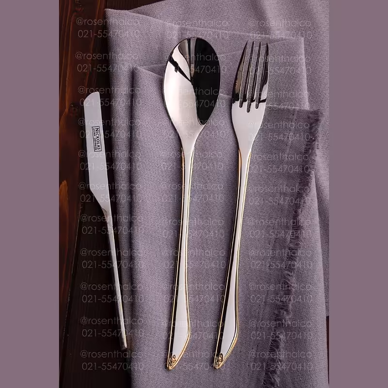 سرویس قاشق چنگال 30 نفره  براق و طلایی  151 پارچه  (برند رزنتال ) ( 330 G )