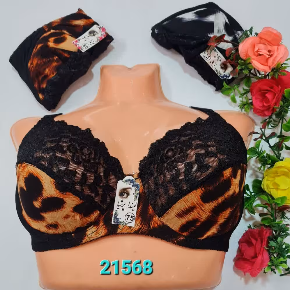  سوتین نیمه دانتل ببری فنردار اعلا زنانه مناسب سایز 75 80 85 90