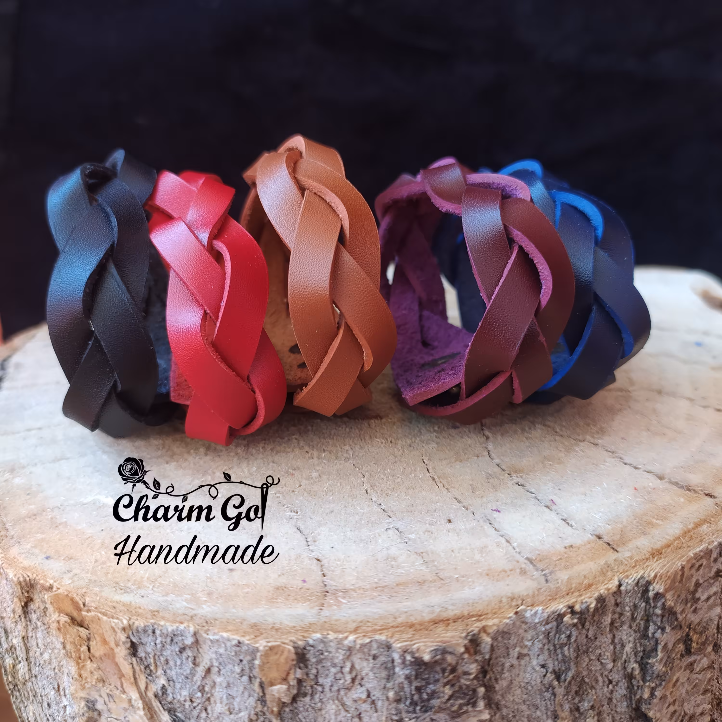 دستبند بافت چرم طبیعی اسپرت  در رنگبندی متنوع