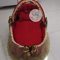 سبد گهواری حصیری حمل نوزاد .مروارید دوزی شد کاور جدا شونده 
