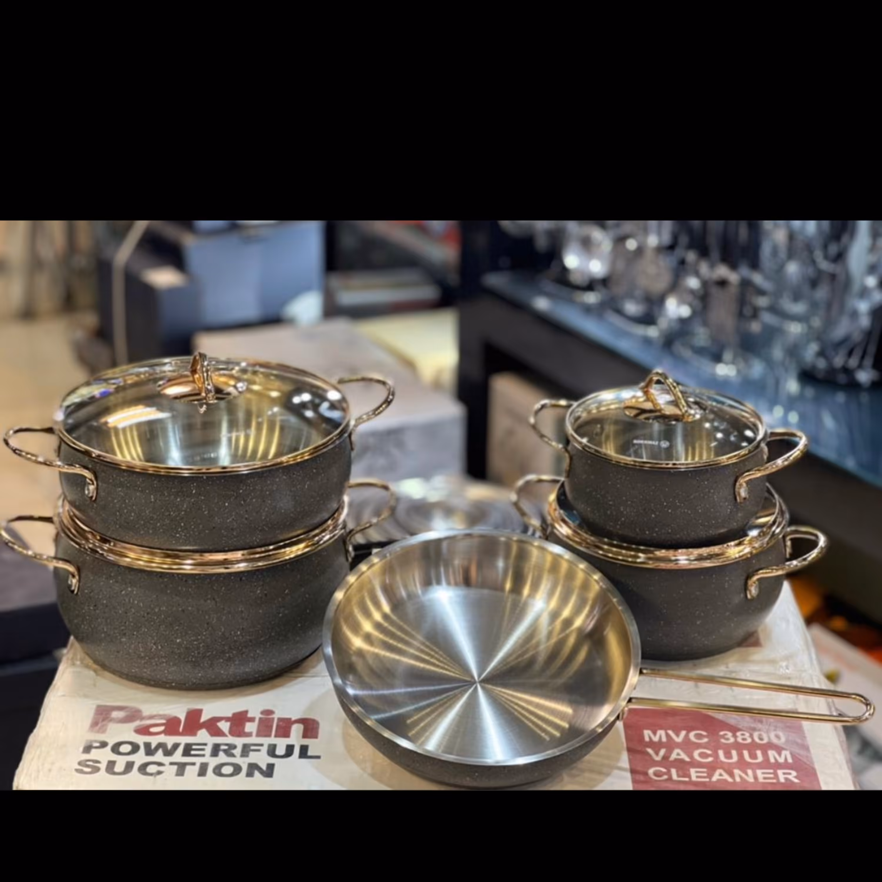 سرویس قابلمه 9 تکه استیل کرکماز ترکیه بدنه گرانیت