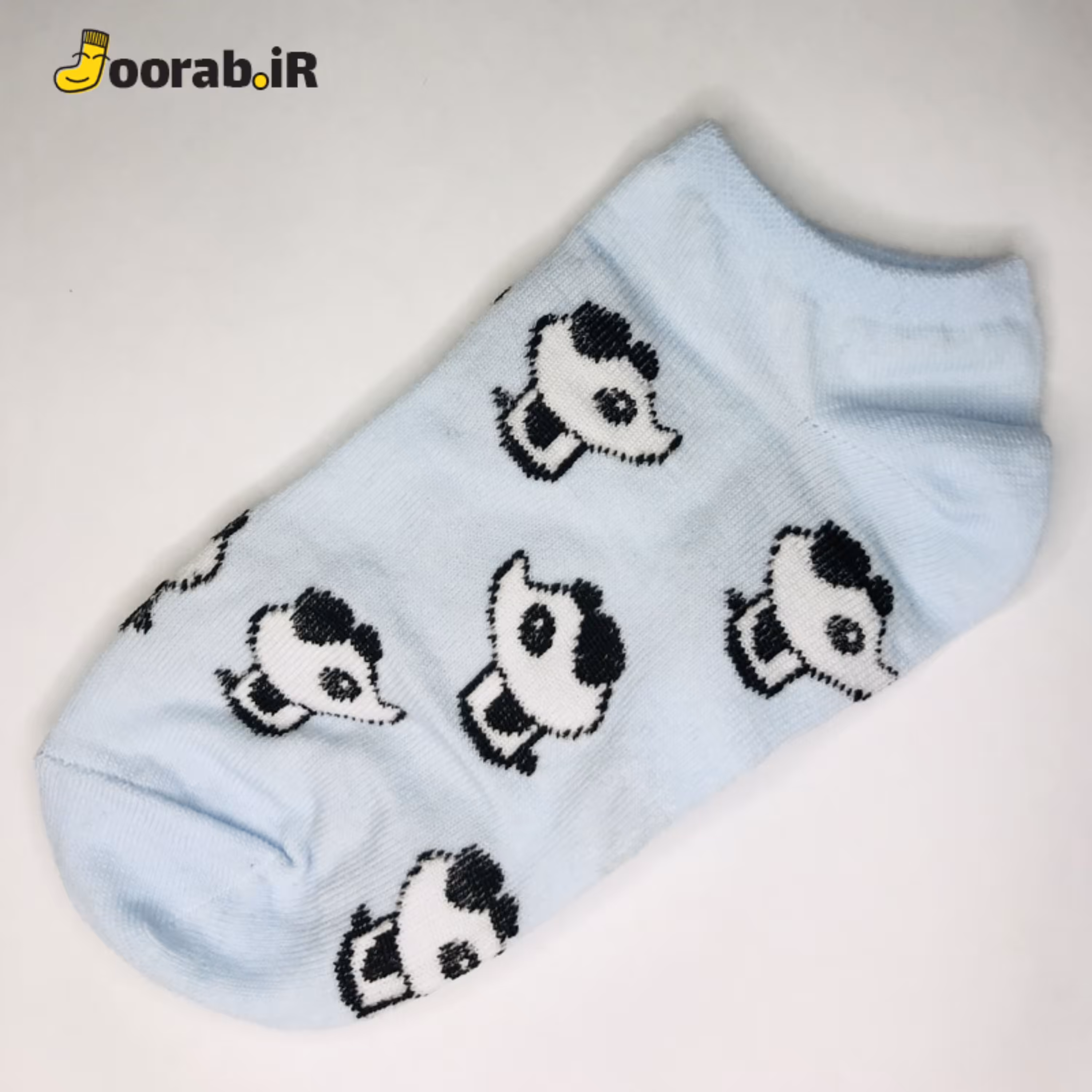 جوراب مچی فانتزی طرح پاندا آبی روشن