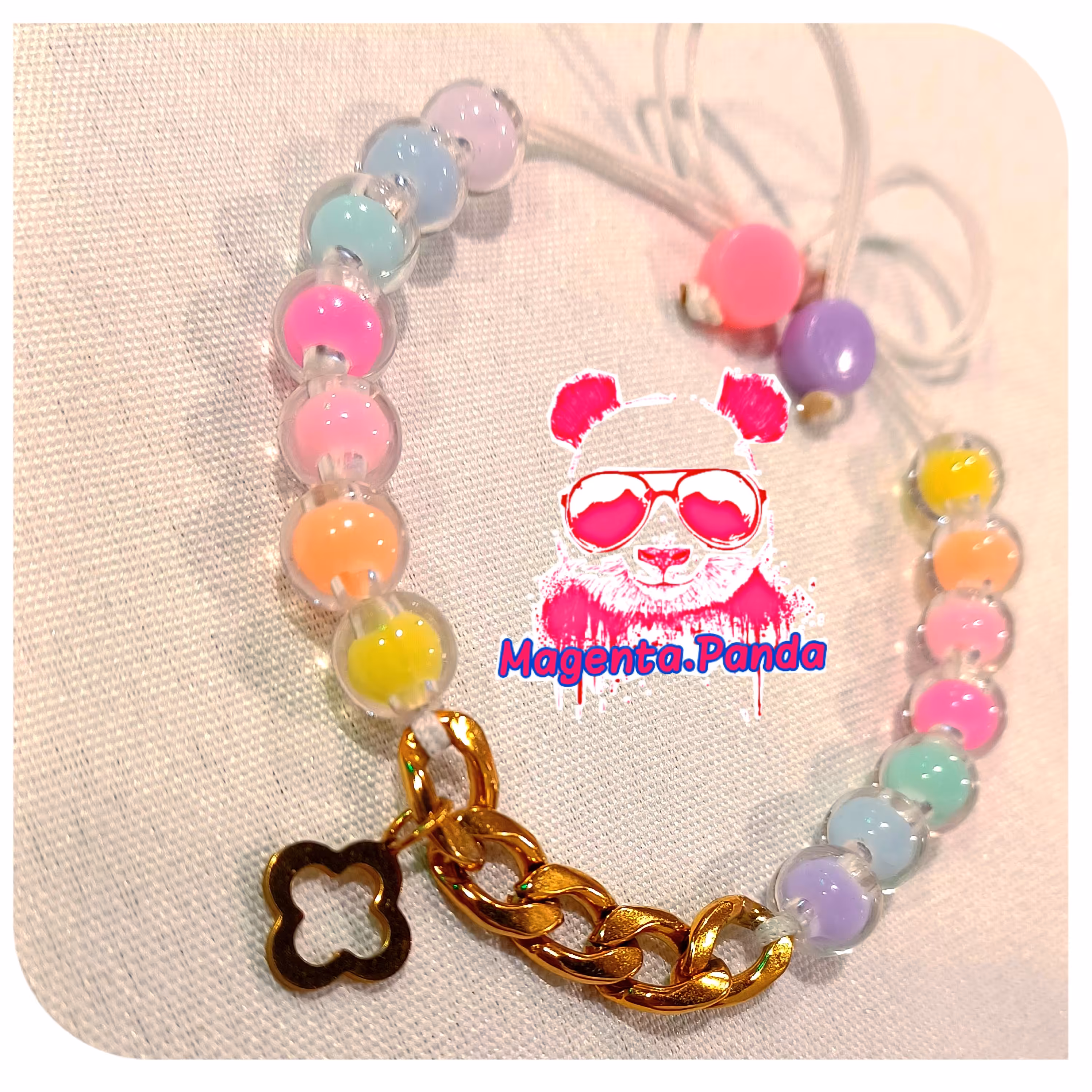 دستبند مدل کشویی استیل رنگ ثابت با ترکیب مهره رنگی نگی