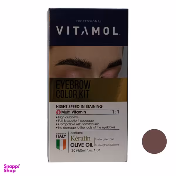 کیت رنگ ابرو ویتامول شماره k3&nbsp; حجم 30 میلی لیتر&nbsp;رنگ قهوه ای