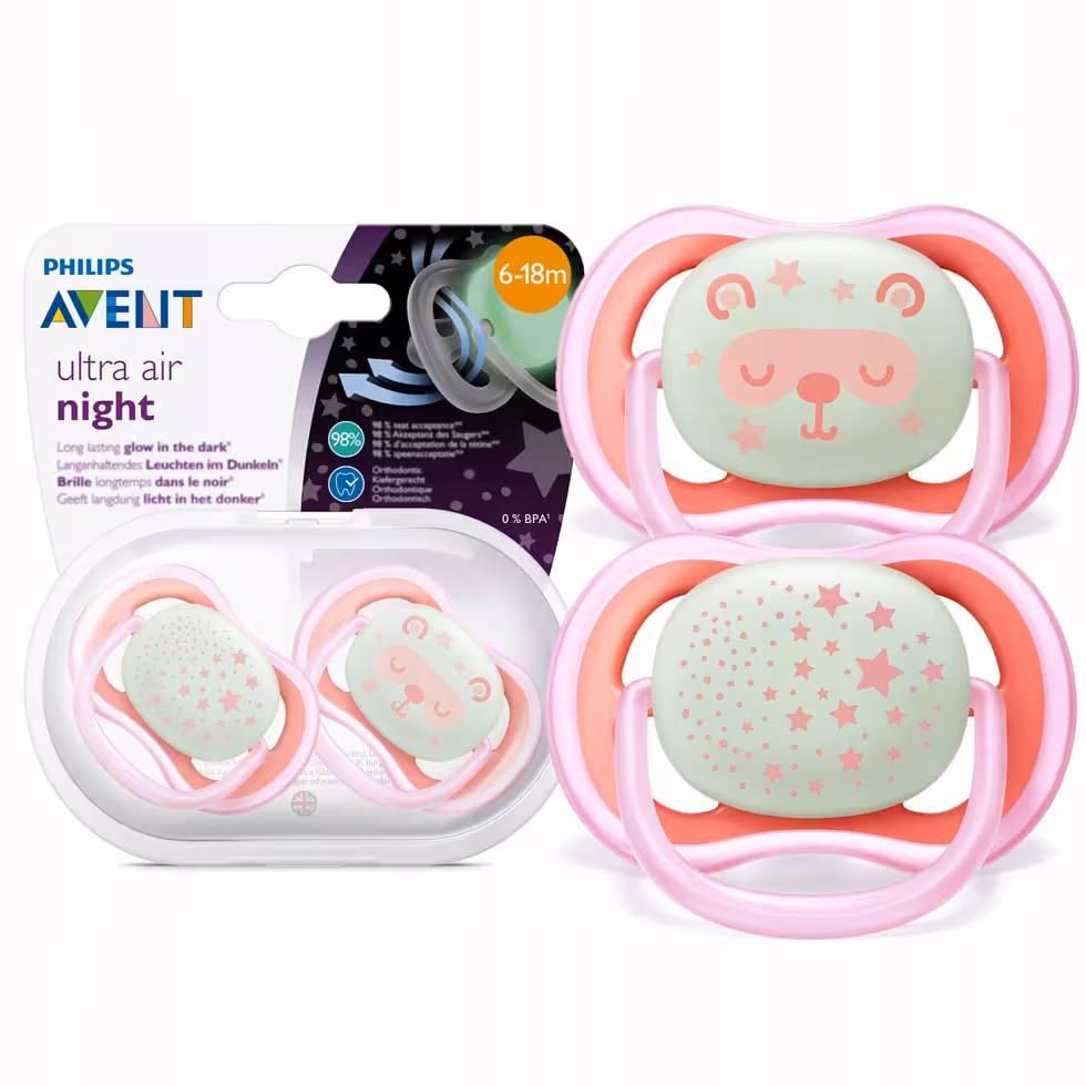 پستانک 6-18 ماه دو عددی الترا ایر شب تاب فیلیپس اونت avnet nighttime scf376/22