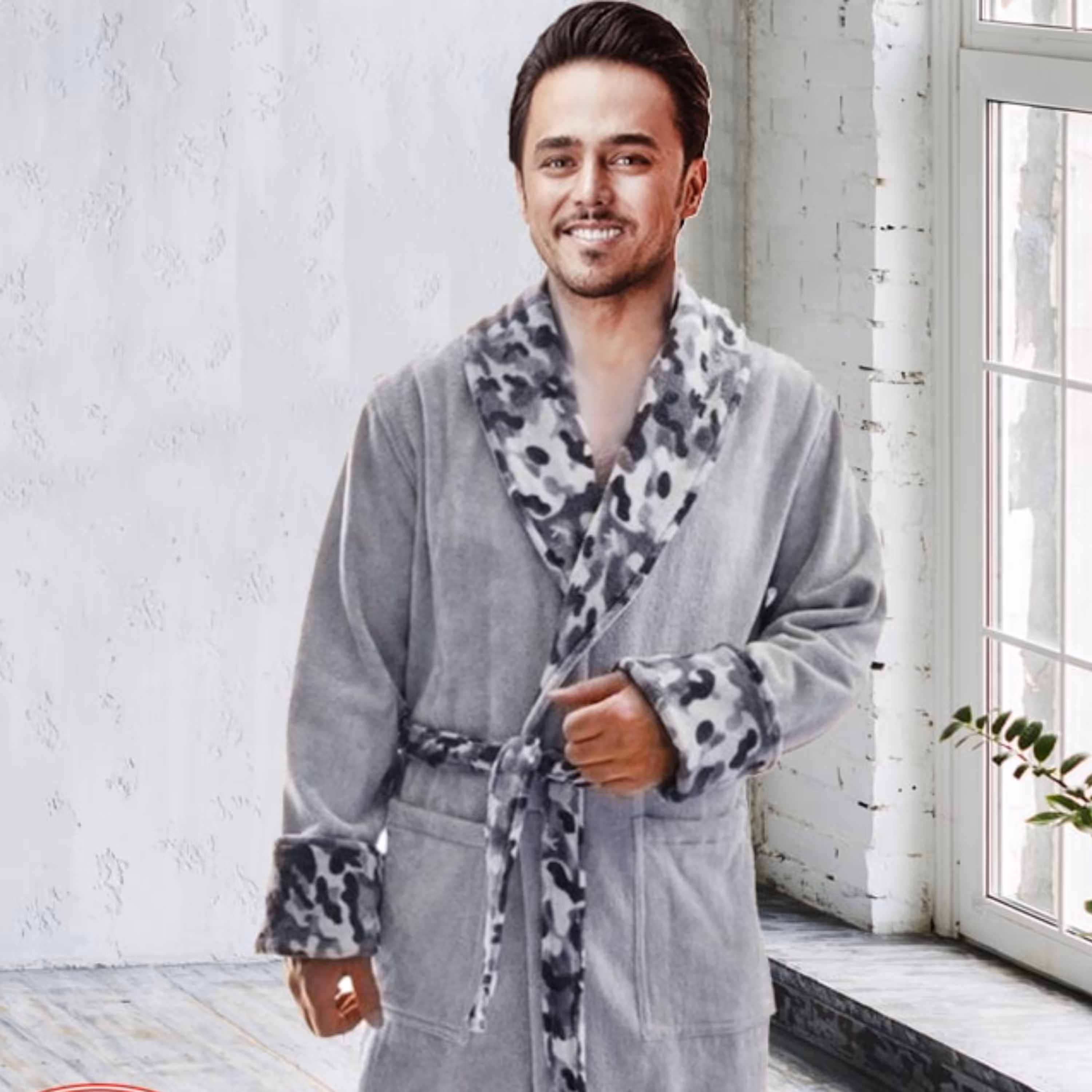 حوله تنپوش پودایران طرح ارتشی رنگ طوسی سایز لارج(125) رنگ ثابت و بدون پرزدهی