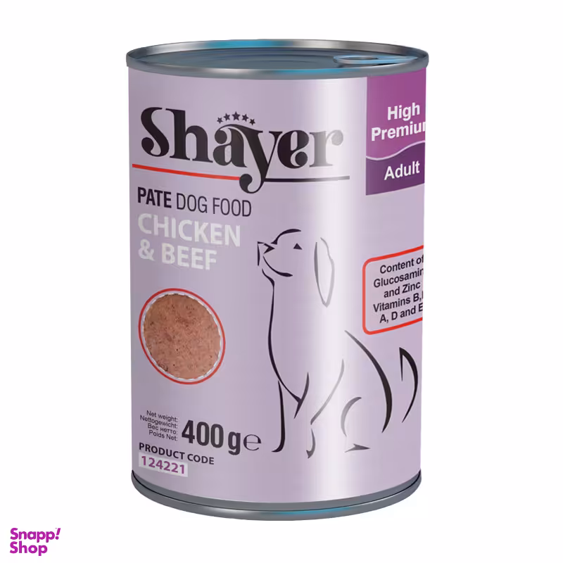کنسرو غذای سگ شایر مدل Chicken & Beef وزن 400 گرم