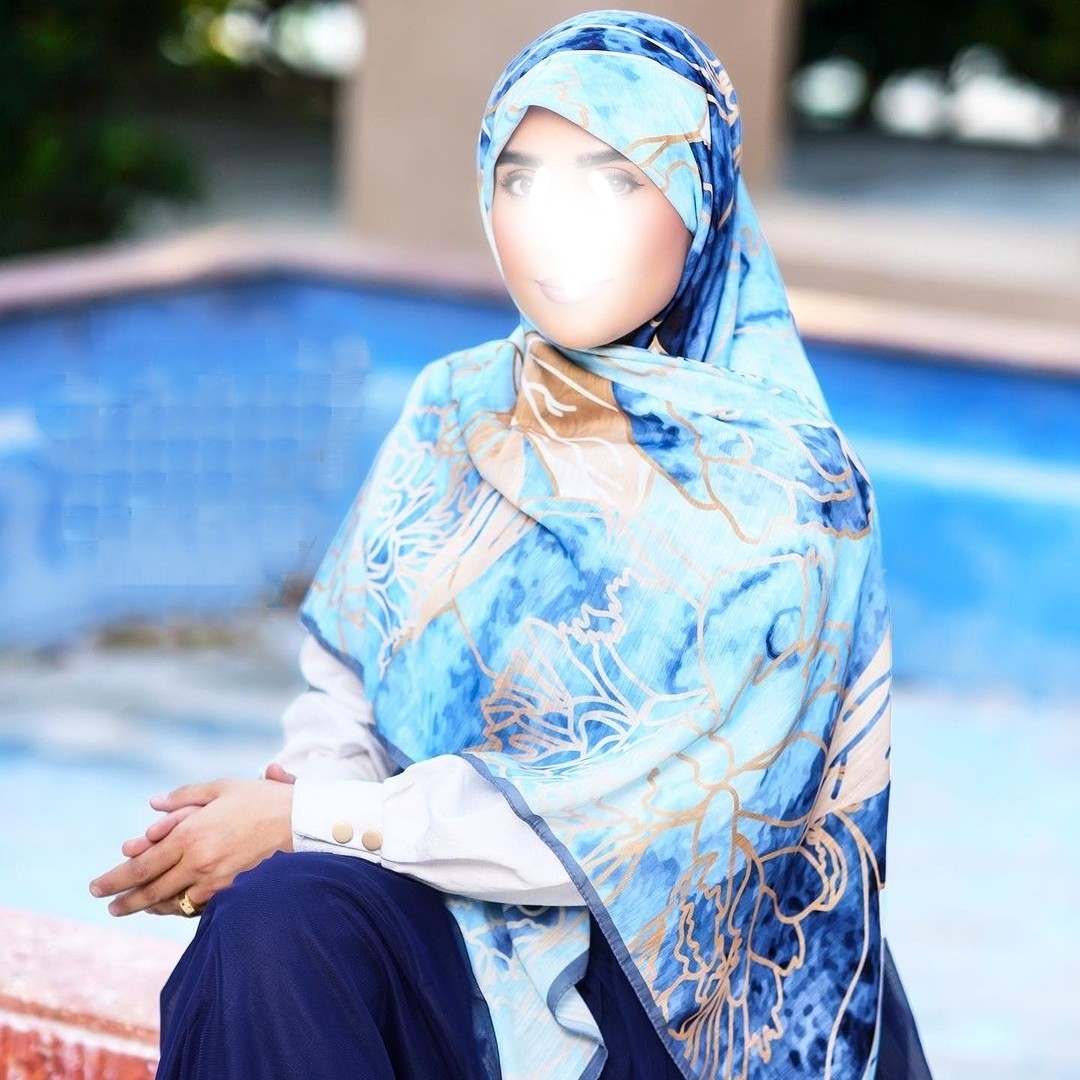روسری طرح ماربل آبی رنگ