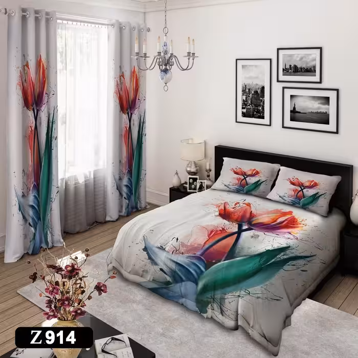 روتختی دونفره طرح گل لاله برواگالری با کیفیت و دوخت عالی