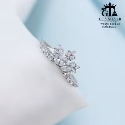 انگشتر نقره طرح تاج دخترانه ظریف عیار 925 کد 15743