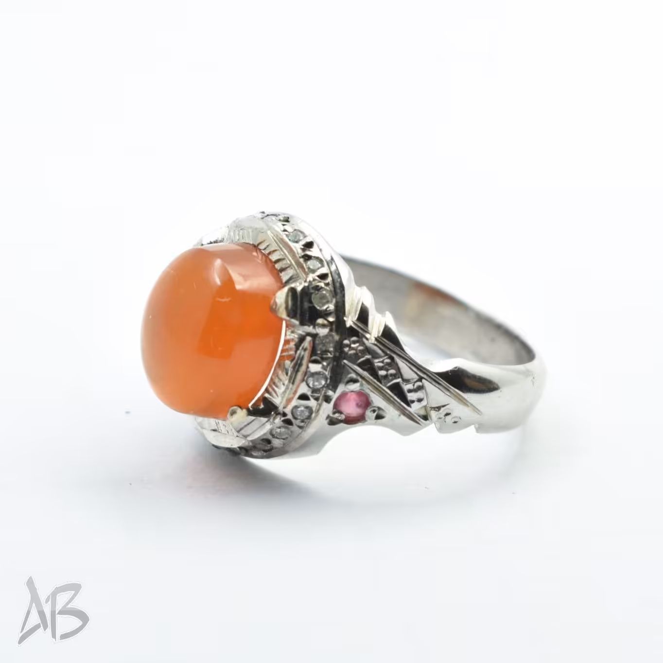 انگشتر نقره مردانه دستساز عقیق یمنی