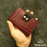 جاکارتی چرم طبیعی امیسیما کد J105 مشکی زرشکی طرح کروکدیل
