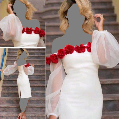 پیراهن مهمانی زنانه کرپ کش و تور مدل شکوفه