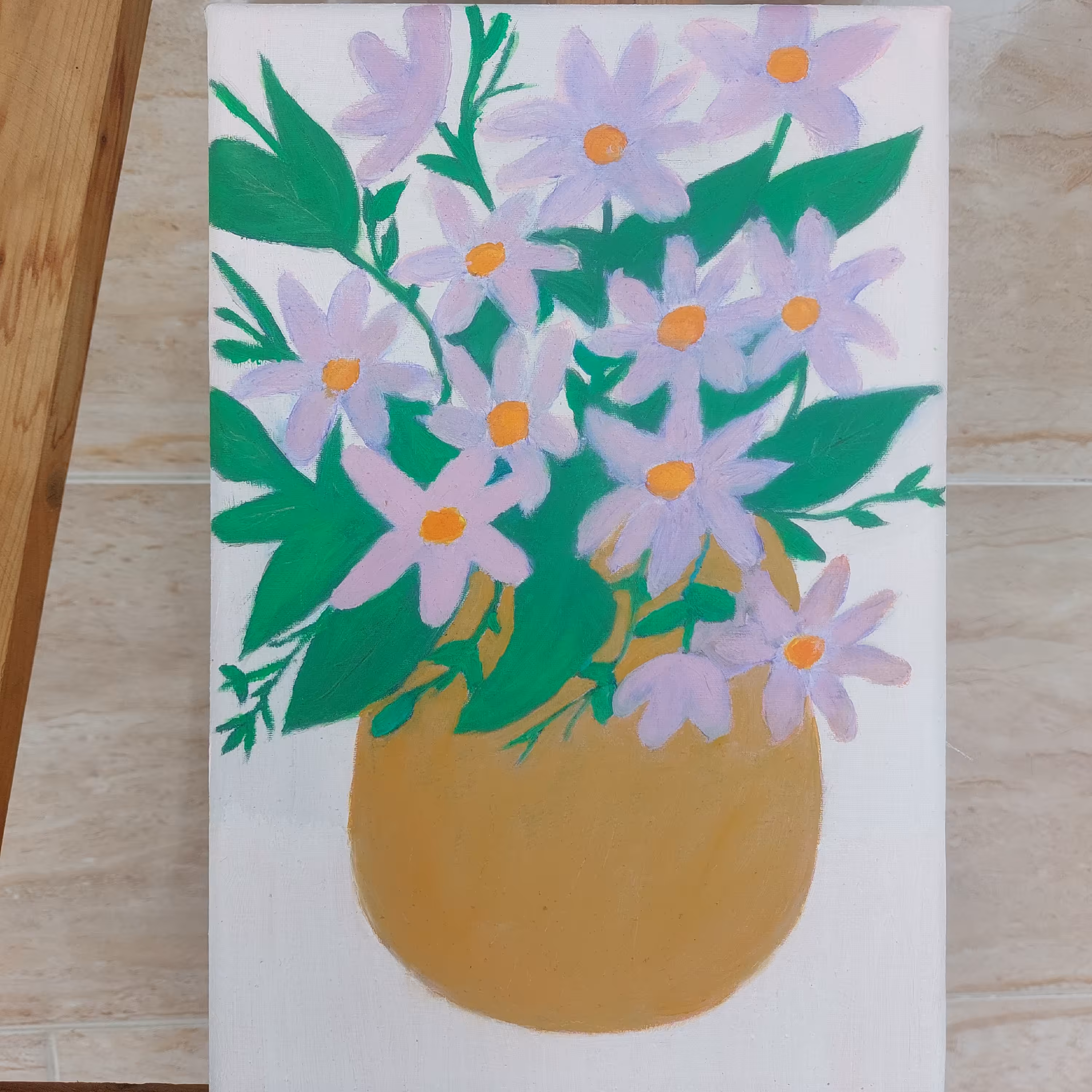 تابلو نقاشی با طرح گلدان با تکنیک رنگ روغن 