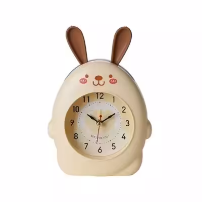 ساعت زنگ دار رومیزی سیلیکونی طرح خرگوش ( کرم )
