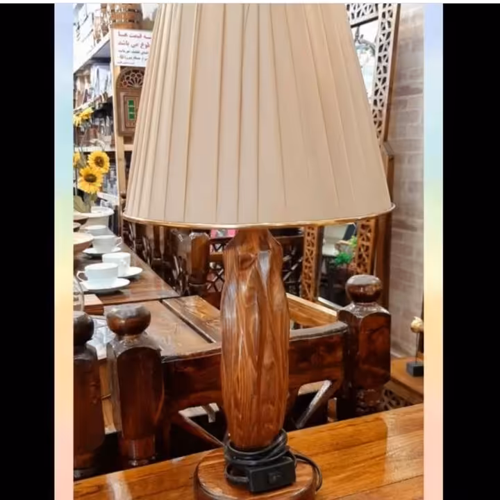 آباژور رومیزی چوبی طرح الماس رنگ فندقی 