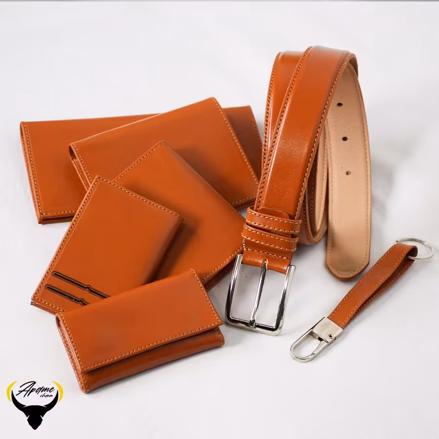 ست مردانه کیف و کمربند چرم کد 105

