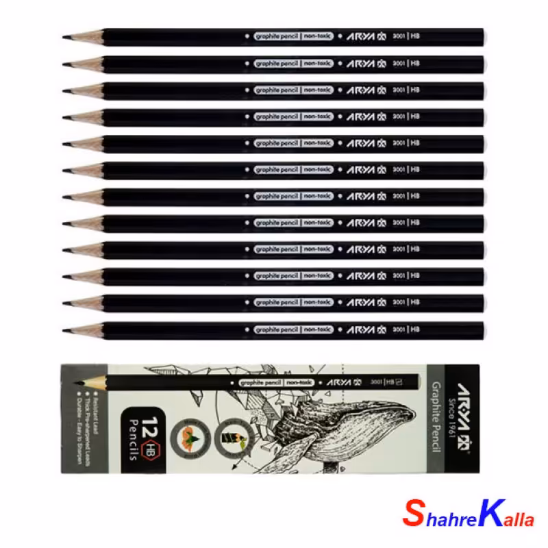 مداد مشکی آریا بسته 12 عددی