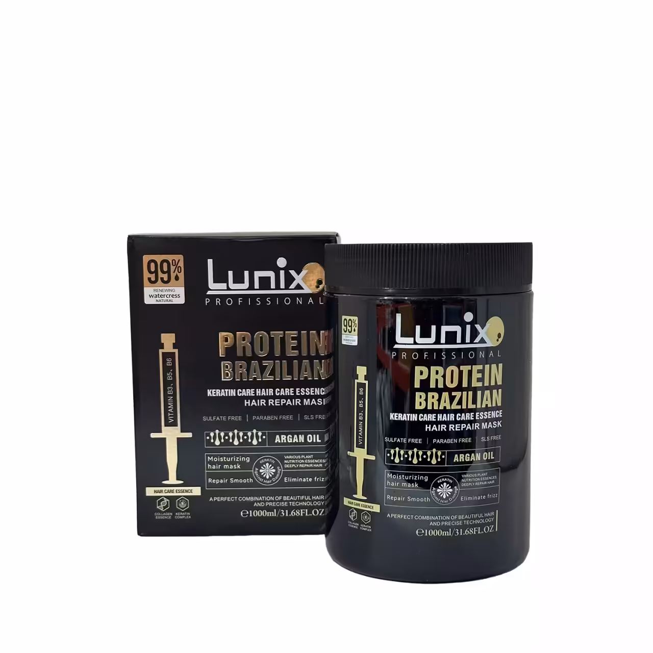 ماسک مو پروتئین کراتین لونیکس برزیلی بدون سولفات و حاوی روغن آرگان حجم 1000 میلی لیتر