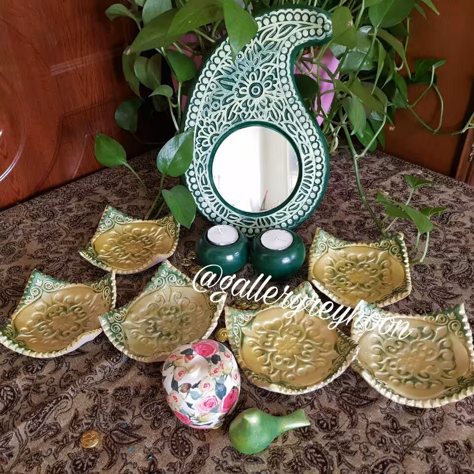 هفت سین سفالی طرح بهاریه کد 305