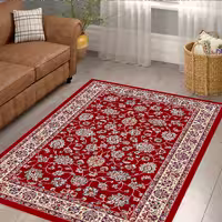 فرش چاپی طرح نقشه شاه عباسی رنگ قرمز WA-1801