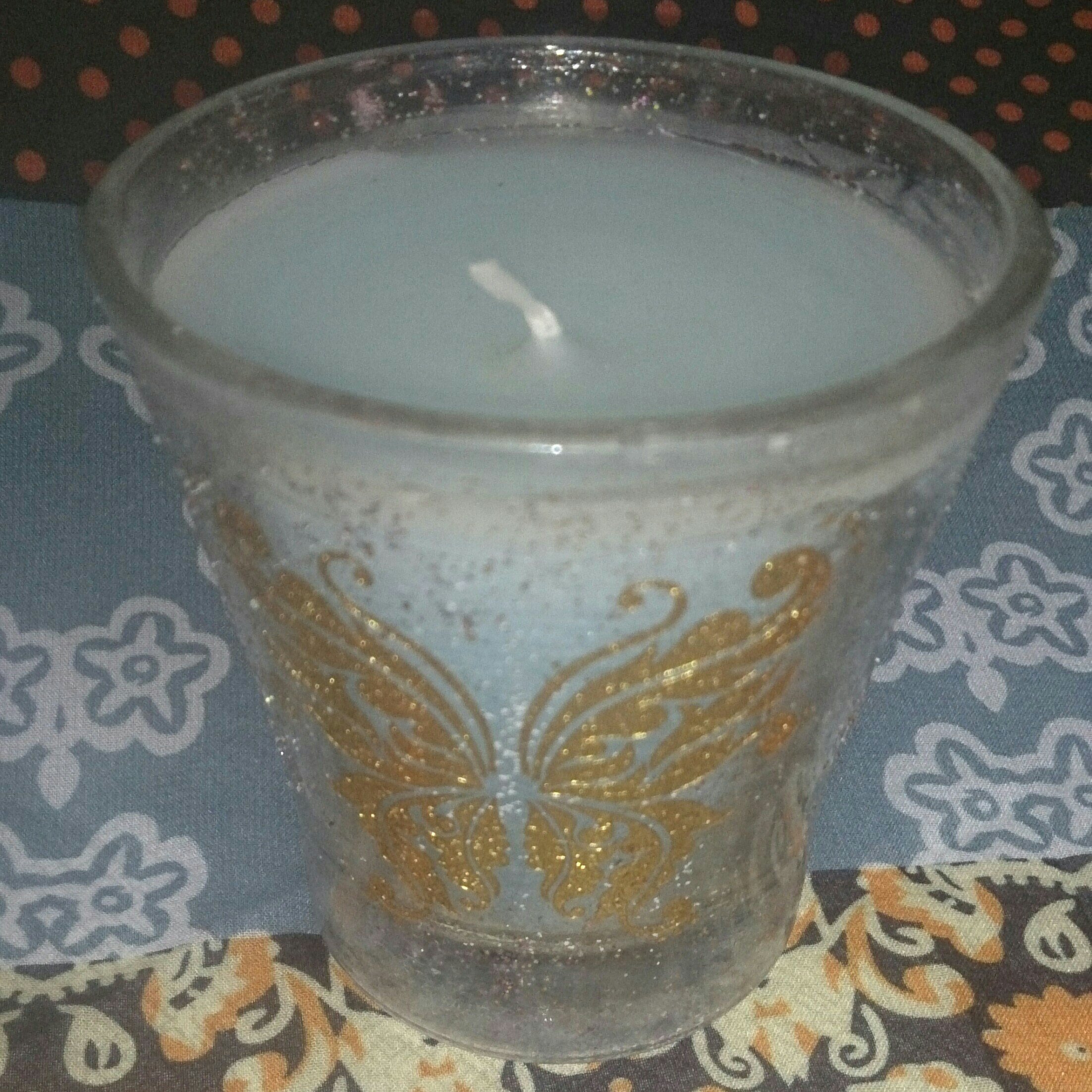 شمع شیشه ای طرح پروانه