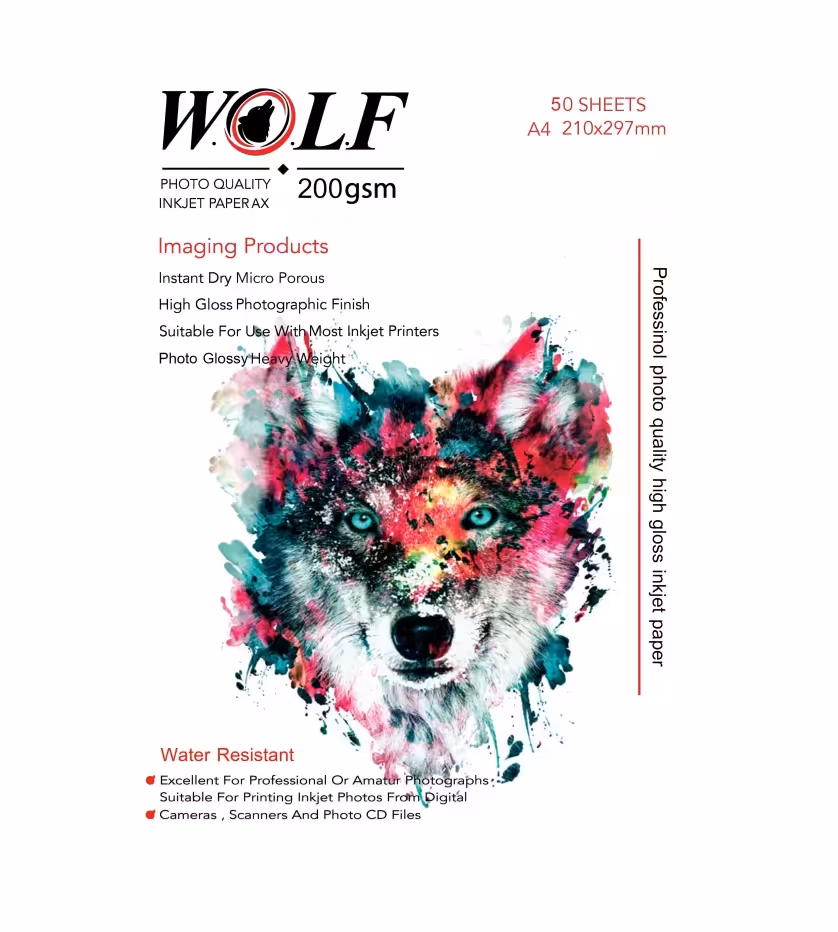 کاغذ فتوگلاسه ولف سایز A4 وزن 200 گرم 50 برگ