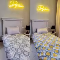 لحاف یک نفره طرح پترن زرد و طوسی