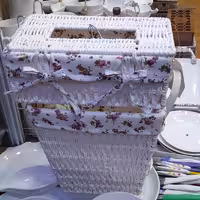 سطل دستمال بافت سفید درجه یک سطل دسته دار قابل شست‌وشو بافت سفید