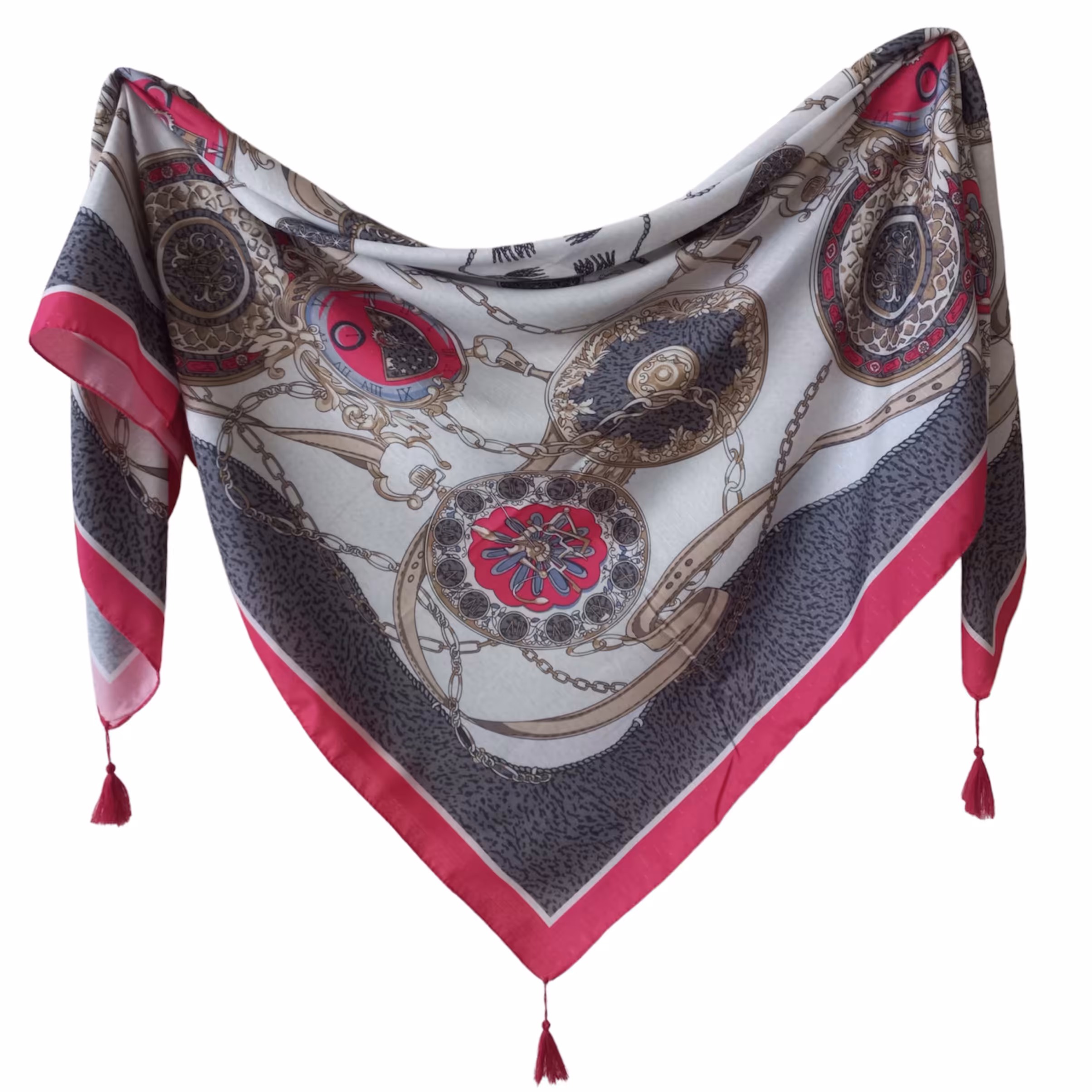 روسری نخی مجلسی قواره دار منگوله ای کد 333