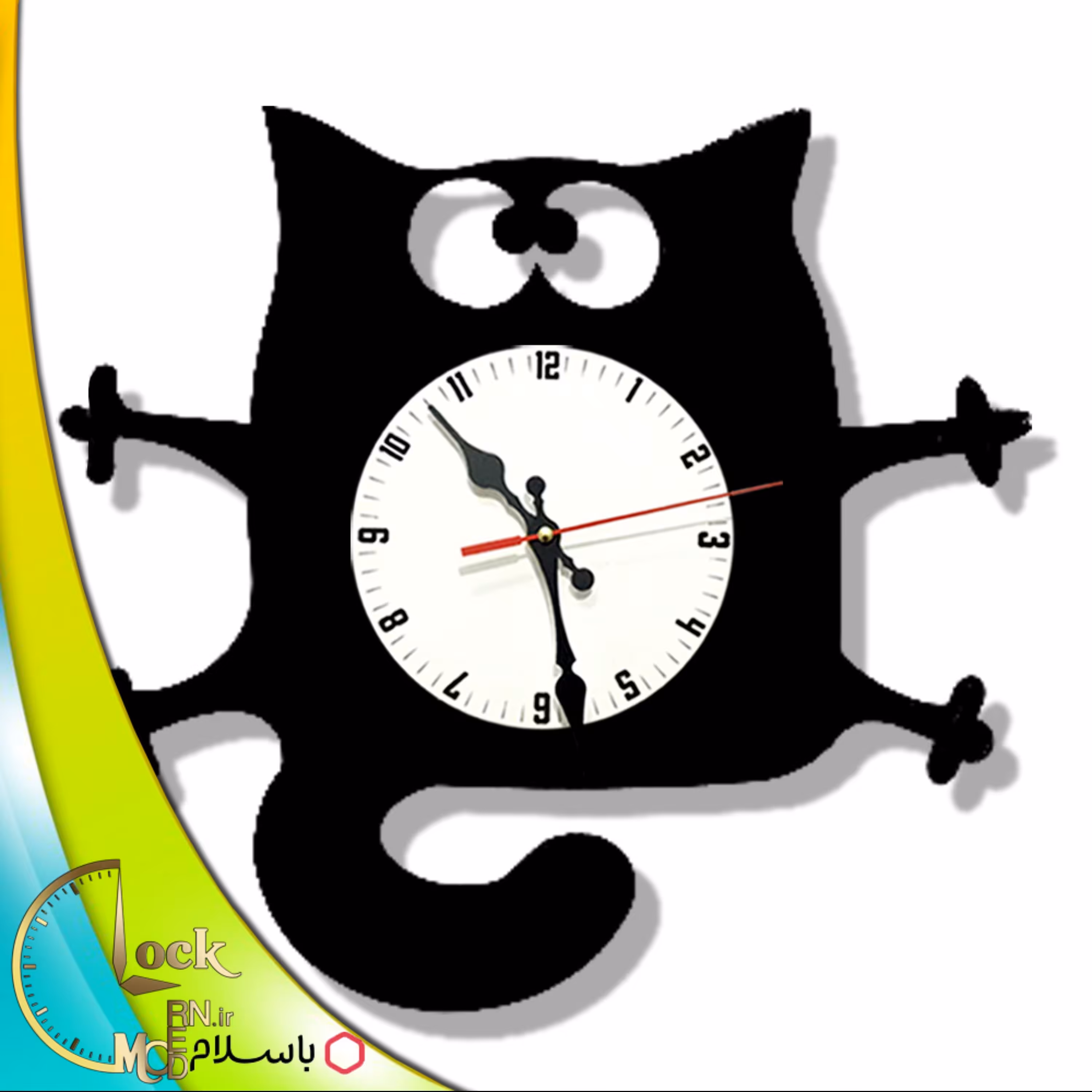 ساعت دیواری طرح گربه شیطون کد 460 (پس کرایه)
