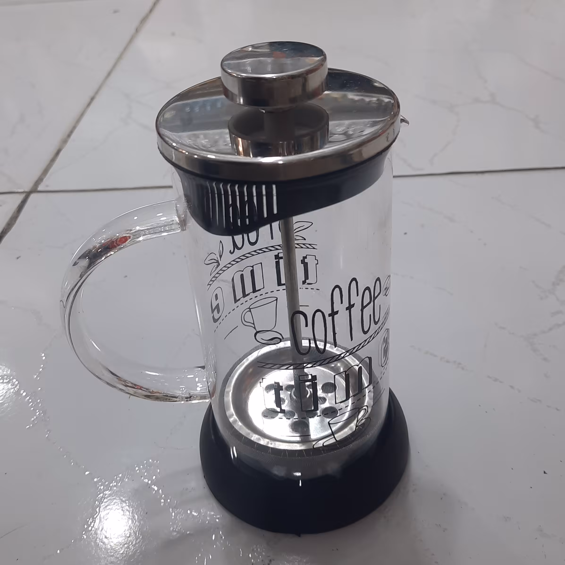 فرنچ پرس 350 میل پیرکس فرنچ پرس دسته پیرکس دمنوش کف ساز قهوه