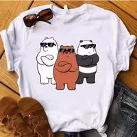 تیشرت سفید اسپان طرح خرسی