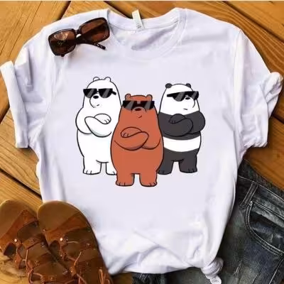 تیشرت سفید اسپان طرح خرسی