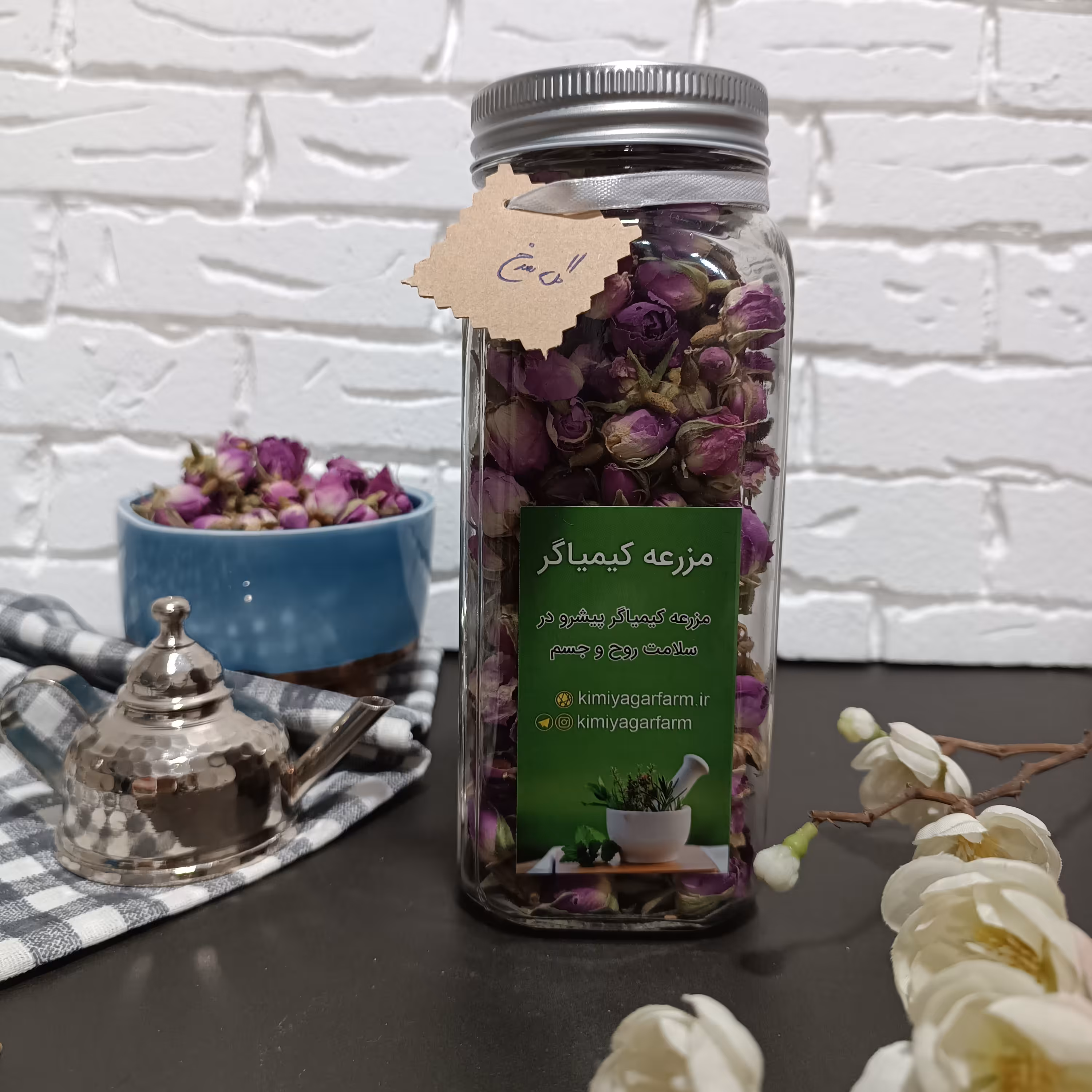 غنچه گل محمدی 50 گرم ظرف شیشه ای 