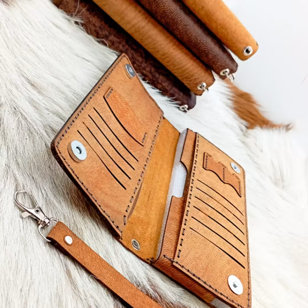 کیف پول و موبایل چرم