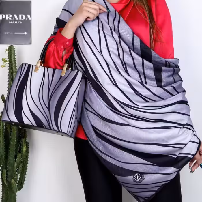 ست کیف و روسری زمینه بنفش چهارفصل با کیفیت و طرح عالی 