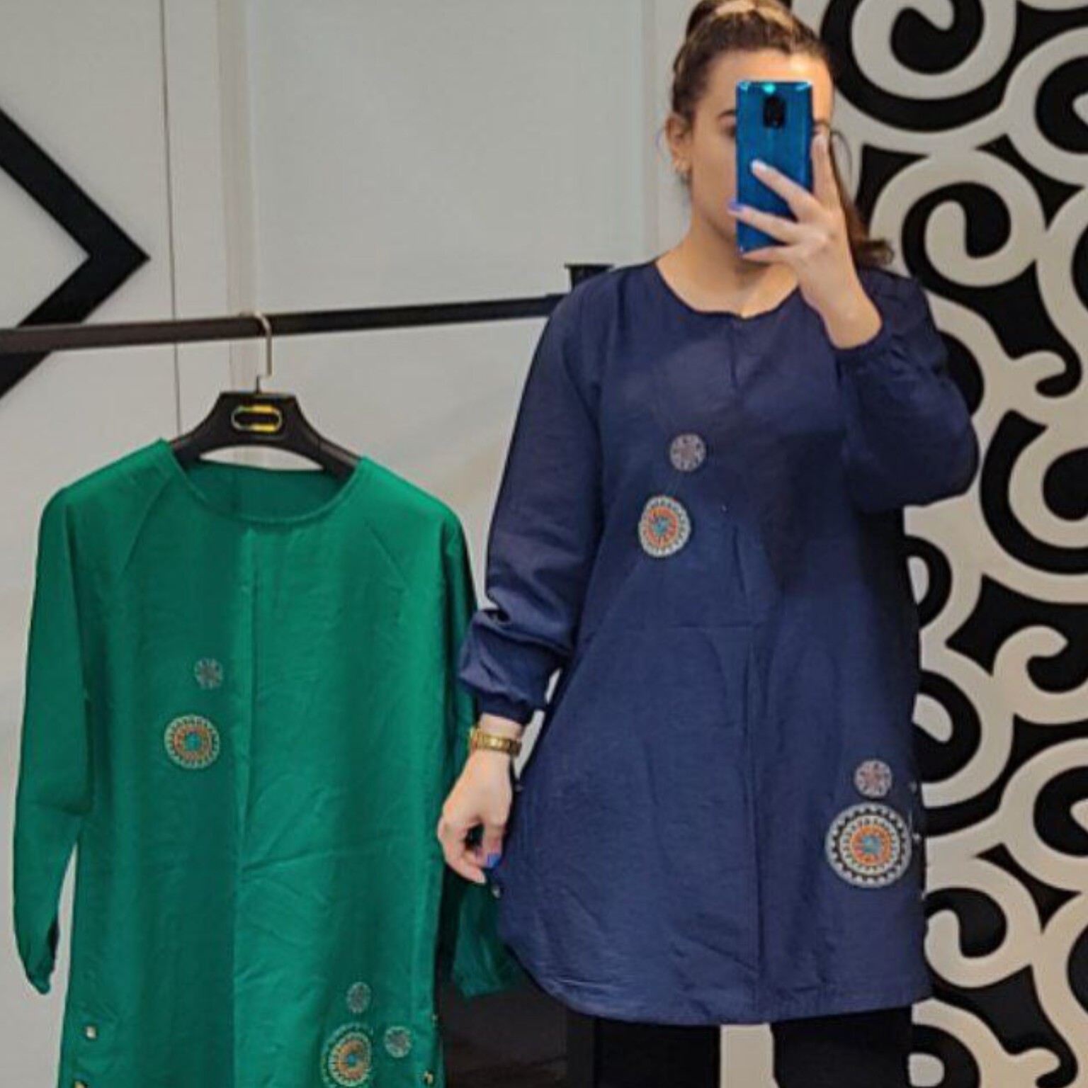 مانتو تونیک بغل دکمه گلدوزی