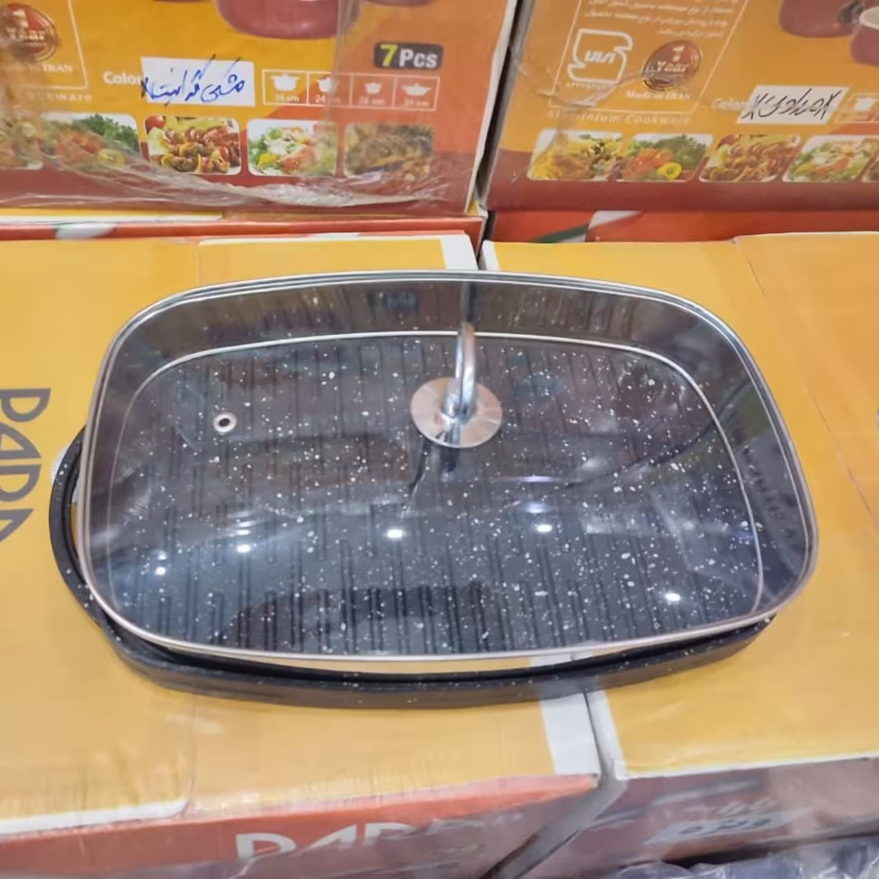 تابه گریل چدن گرانیتی بیضی دو طرفه درب ار