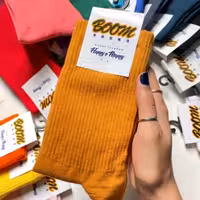 جوراب خردلی ساقدار ساده پنبه فری سایز