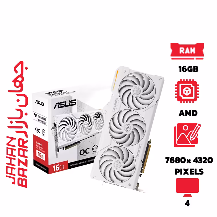 کارت گرافیک ایسوس ASUS TUF Gaming Radeon RX 7800 XT White OC Edition 16GB ظرفیت 16 گیگابایت
