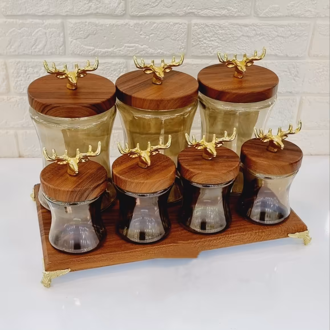 پاسماوری هفت پارچه کمرباریک شیشه دودی کفه و درب چوبی کد3