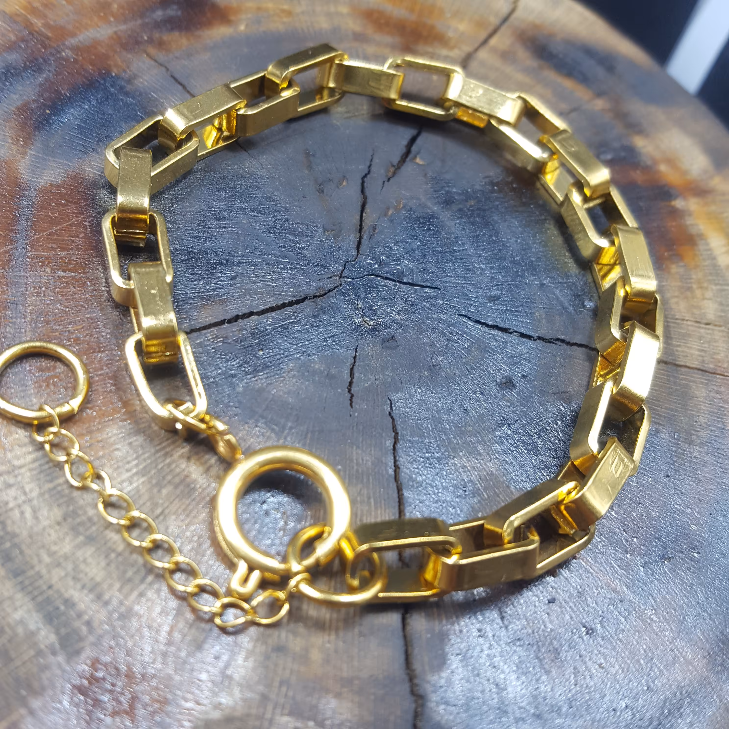 دستبند باکسی فوق ظخیم  استیل ضد حساسیت روکش طلا رنگ ثابت کد 535