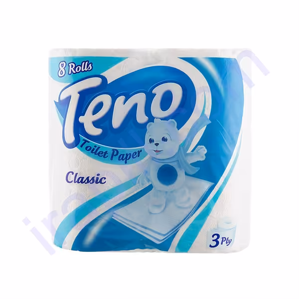 دستمال توالت کلاسیک سه لایه 8 رول تنو