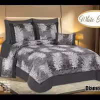 روتختی مخمل پنلی ترک درجه یک برند وایت هوم طرح دیاموند 8 تکه طوسی تیره قیطون دوزی شده 