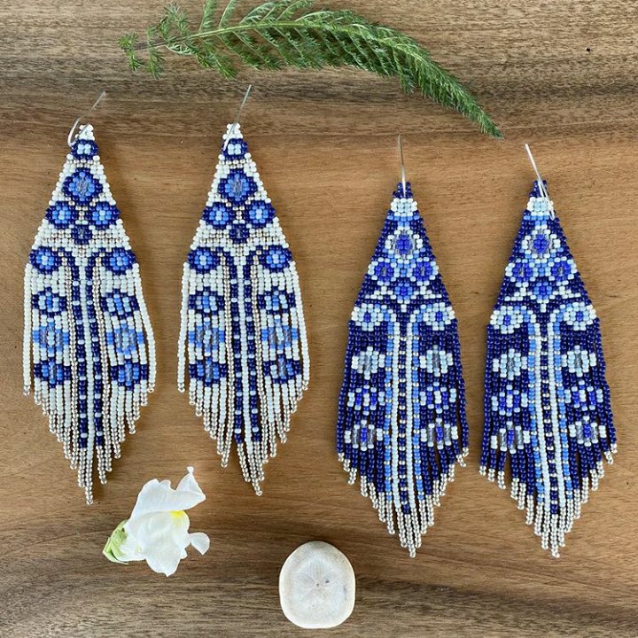 گوشواره آویز دار زیبا و جذاب منجوقبافی