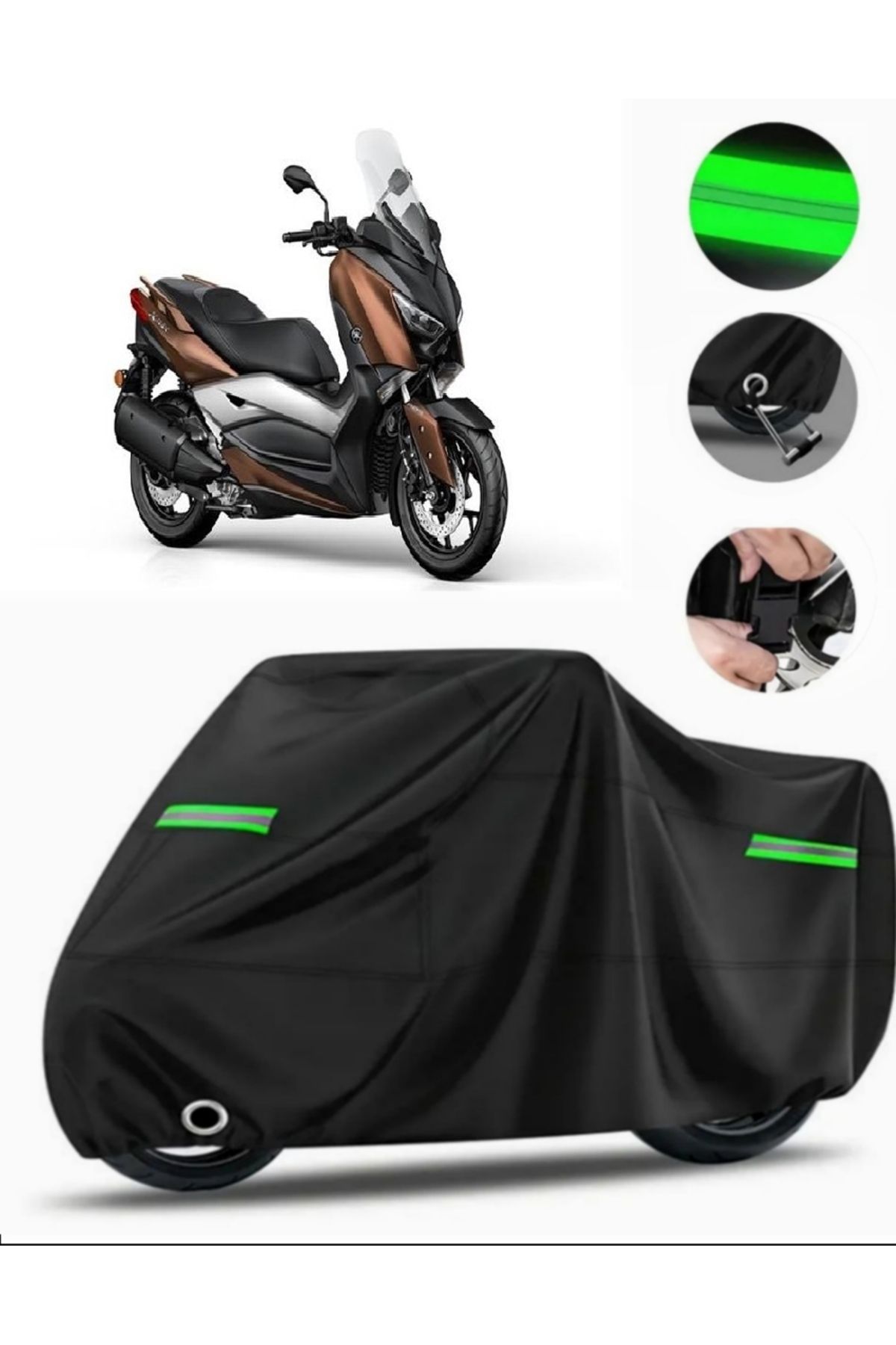 چادر موتورسیکلت مشکی YAMAHA X MAX 300 آهن حداکثر ABS سازگار MotoEn