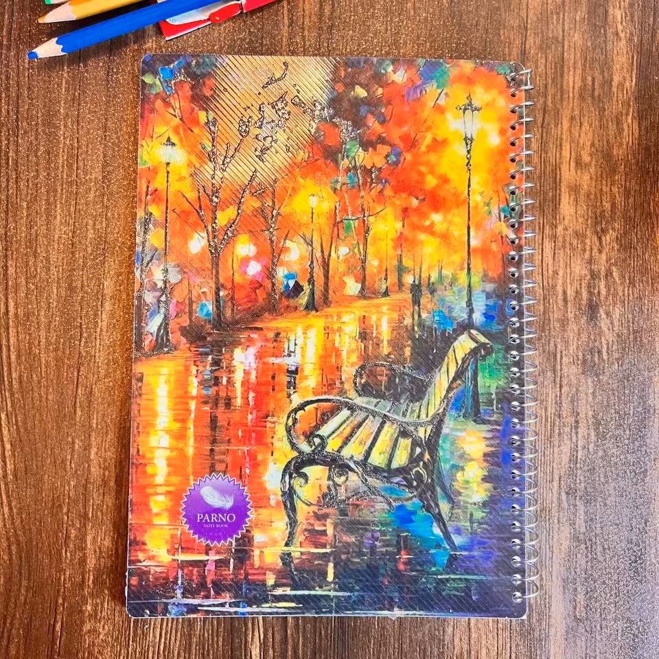 دفتر مشق 50 برگ سیمی پرنو طلقی اکلیلی طرحدار کلاسیک - کیفیت اعلا