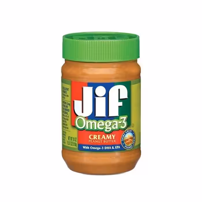 کره بادام زمینی امگا 3 جیف  Omega-3 creamy peanut butter Jif