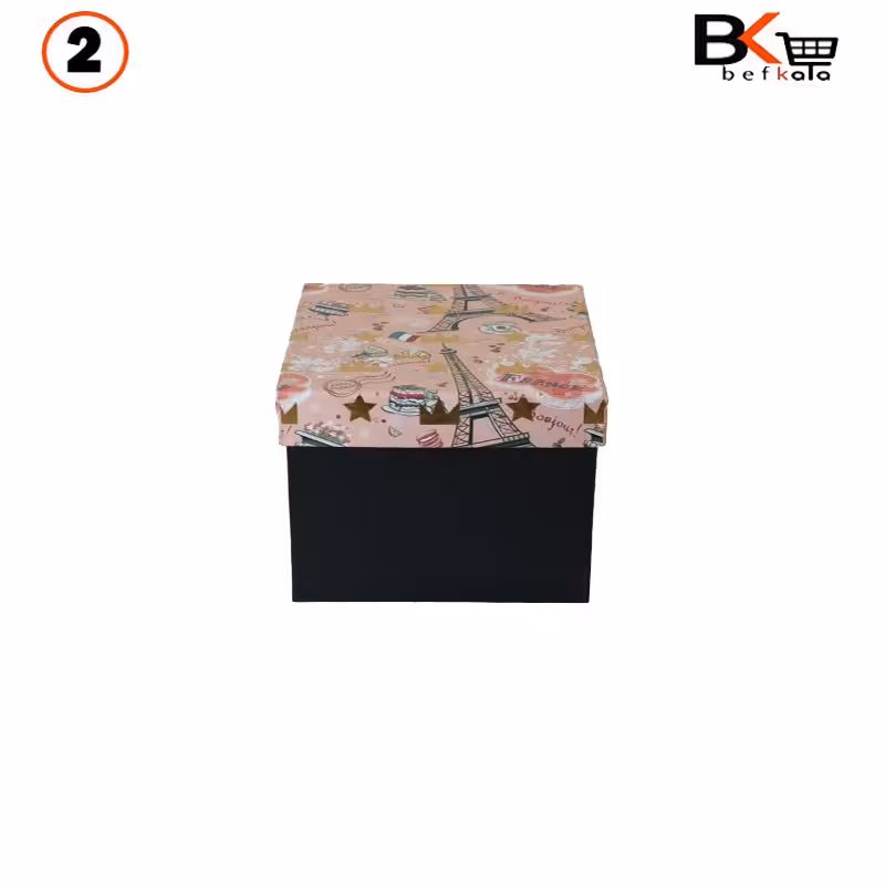 باکس کادویی مربعی طرح پاریس سایز متوسط سایز 2 کد 47